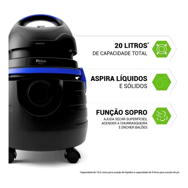 Revisão Aspirador de Pó e Água Philco 1500W 20L PAS80: O melhor tanque gigante para quem está com o orçamento apertado