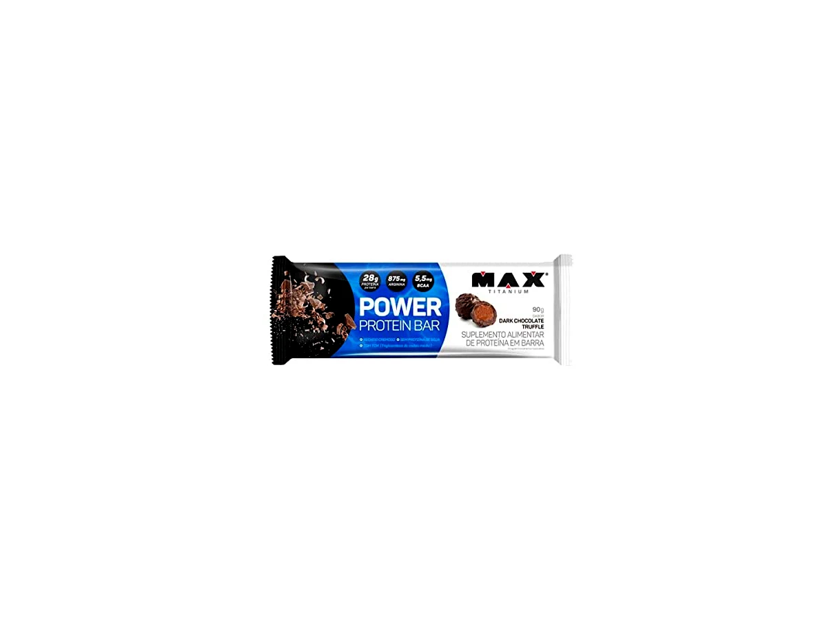 Revisão Max Titanium Power Protein Bar Zero Adição de Açúcar - Sabor Dark Chocolate Truffle (90g): saciedade prolongada para rotinas pesadas