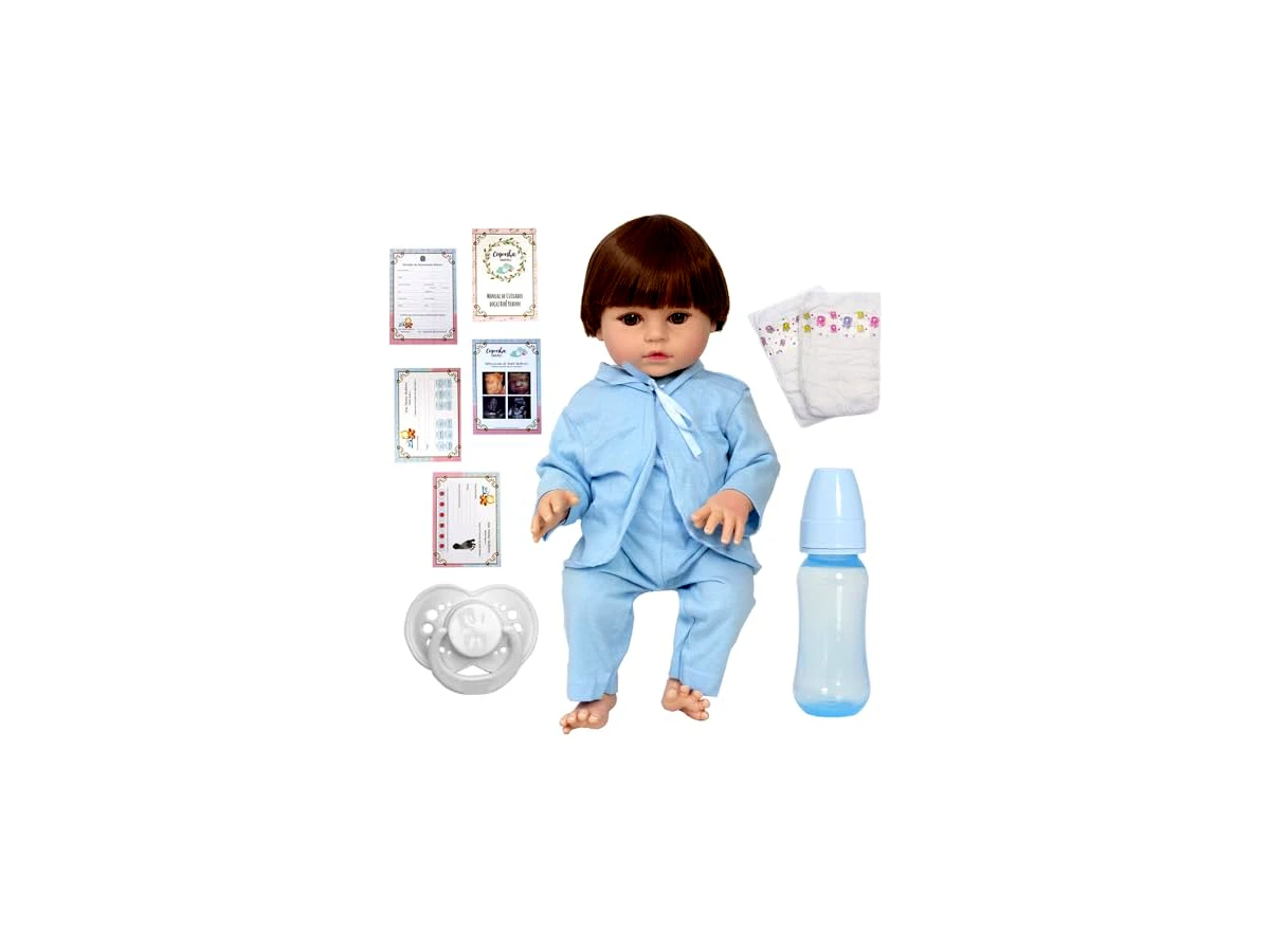 Bebê Reborn Boneco Menino Realista Pode Dar Banho + Itens