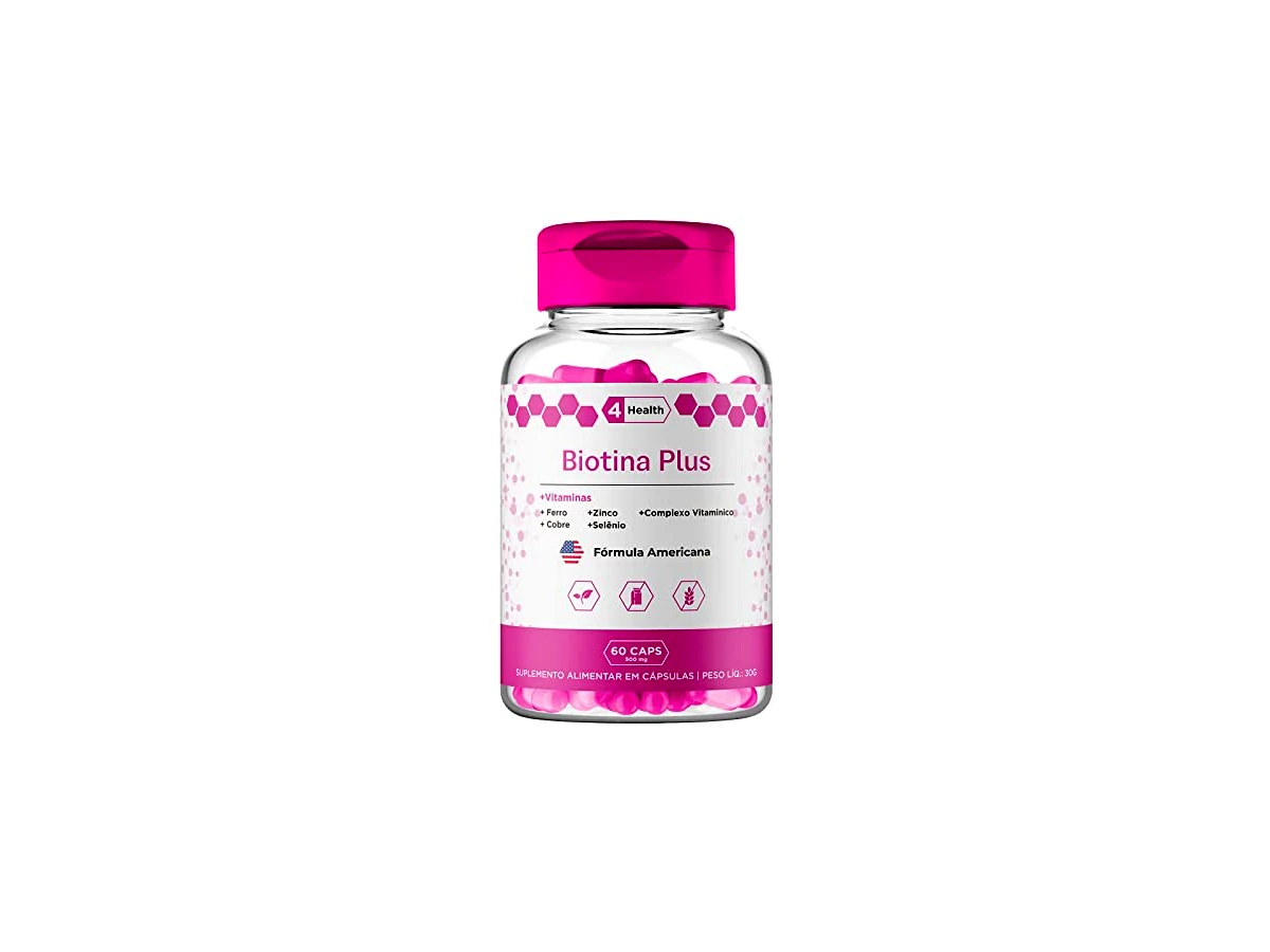 Revisão Biotina Plus + Vitaminas 60 Cápsulas 4 Health Cabelo Pele e Unha: a escolha certa para encorpar fios com nutrição de alta absorção