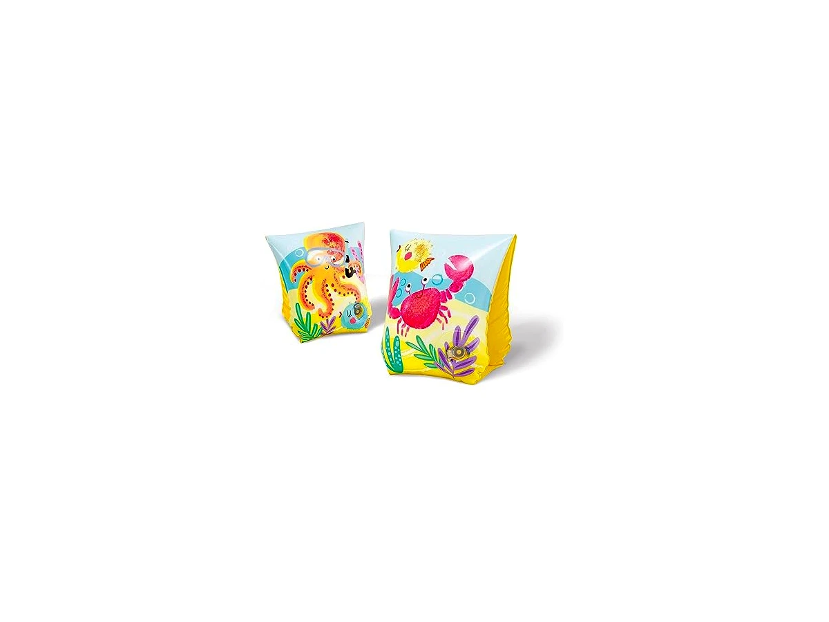 Revisão Boia de Braço Infantil Peixinhos Intex Modelo #58652: flutuação acessível e com redundância de segurança para os primeiros nados