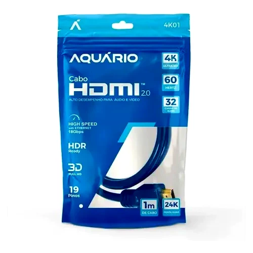 teste Cabo HDMI Aquário 2.0 4K 1m