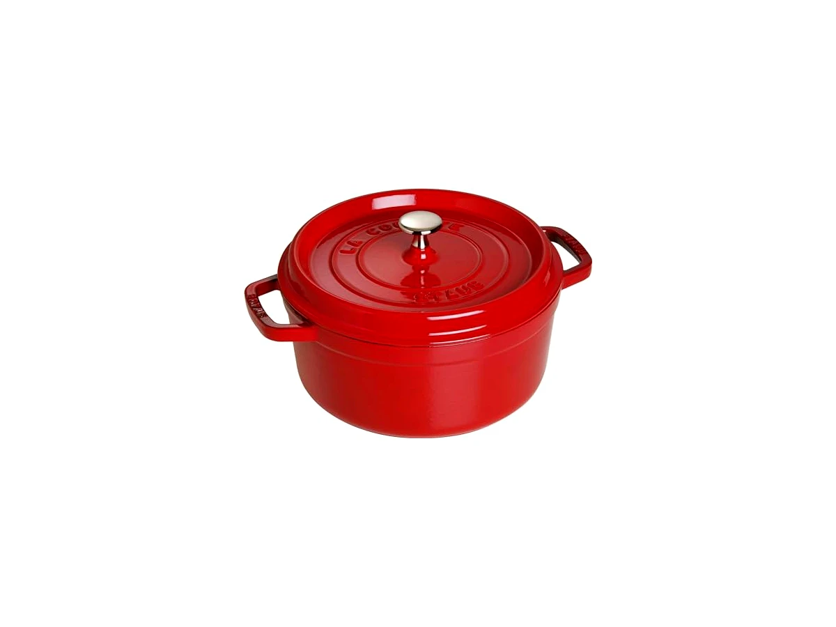 Revisão Caçarola Staub Cocotte Redonda em Ferro Fundido 24 cm 3,8L Cor Cereja (Ref: 40509-835-0): a escolha definitiva para selar carnes e assados rústicos