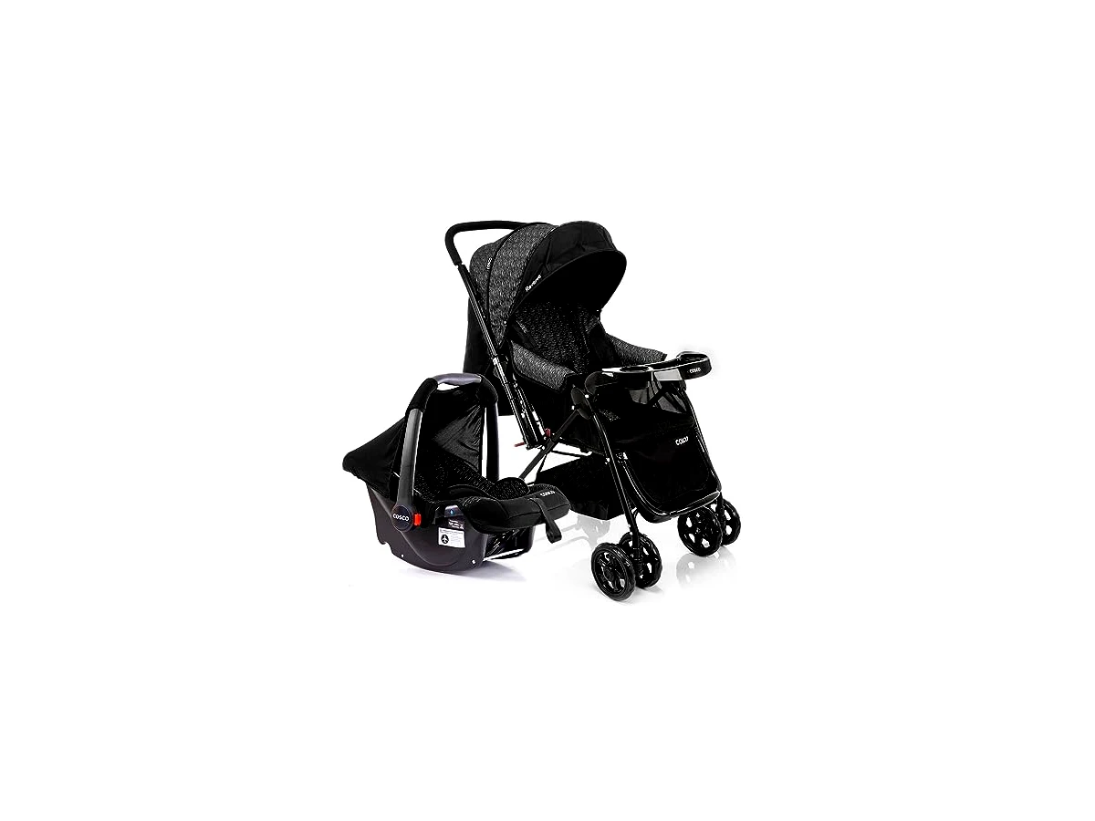 Revisão Travel System Cosco Kids Reverse Preto Rajado (Mescla): o melhor custo-benefício com alça reversível