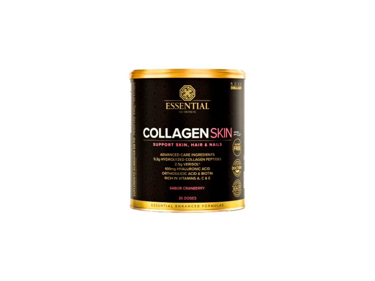 Revisão Collagen Skin com Ácido Hialurônico e Verisol Lata Sabor Cranberry 300g - Essential Nutrition: A escolha premium para estética avançada e praticidade