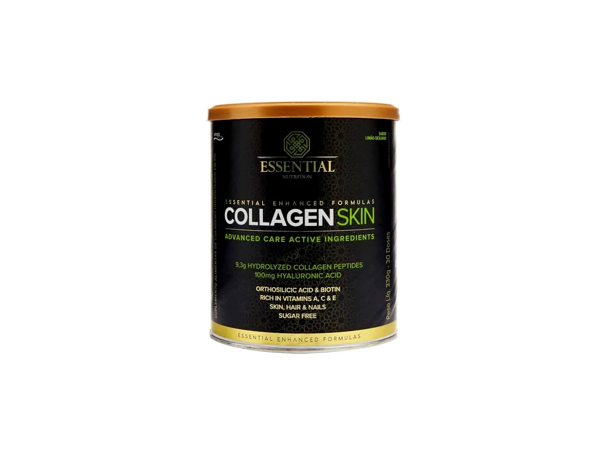 Revisão Collagen Skin Peptídeos Bioativos Verisol + Ácido Hialurônico Sabor Laranja com Limão Lata 300g - Essential Nutrition: a fórmula antienvelhecimento mais completa, com ressalvas de custo e versatilidade