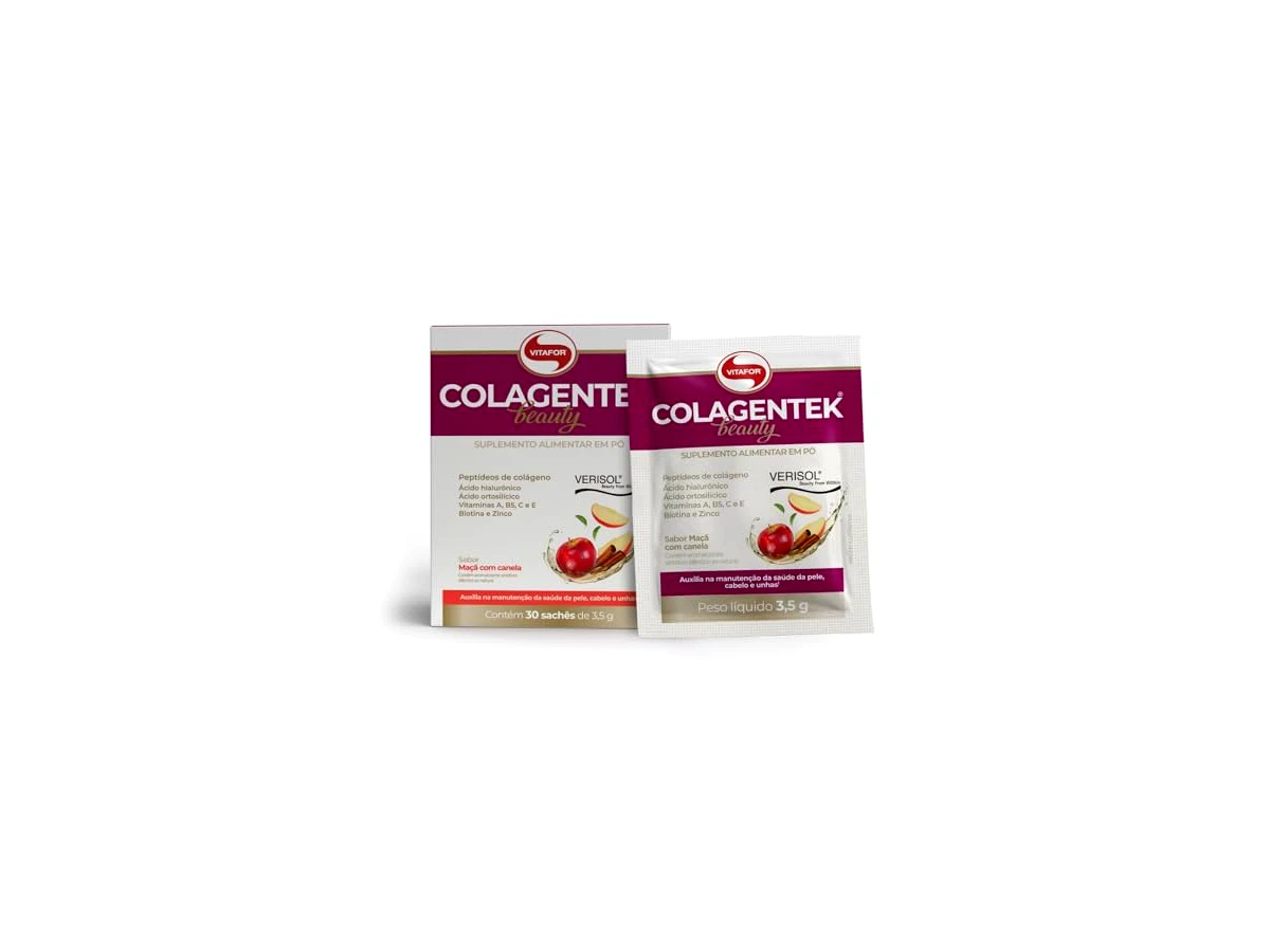 Revisão Colagentek Beauty (Verisol + Ácido Hialurônico) Sabor Maçã com Canela 225g - Vitafor: a melhor escolha para rotinas agitadas e viagens