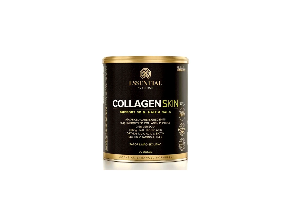 Revisão Collagen Skin Com Peptídeos Verisol e Ácido Hialurônico Sabor Limão Siciliano 300g - Essential Nutrition: a melhor fórmula premium do mercado
