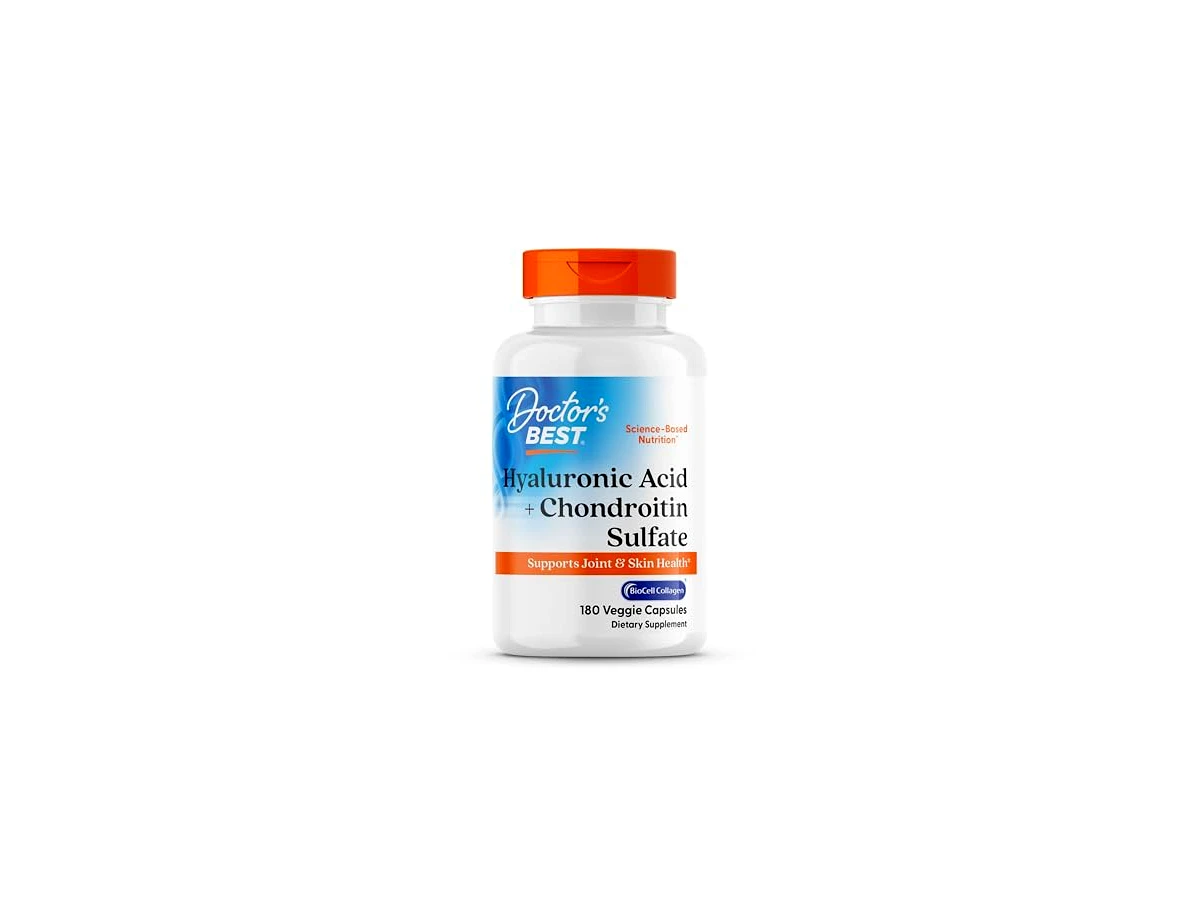 Revisão Doctor's Best Hyaluronic Acid with Chondroitin Sulfate Featuring BioCell Collagen (Type II) - 60 Veggie Caps: ação dupla para articulações e pele