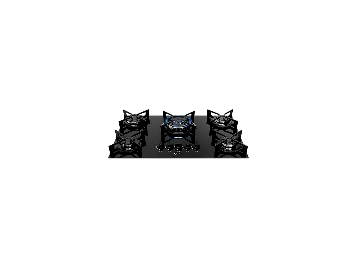 Revisão Cooktop Fischer 5Q TC Fit Line Tripla Chama Trempe Iron, modelo completo 36340-102674, preto, bivolt — não confundir com o Fit Line 26300-57079 ou com o 26343-57174 sem tripla chama. ([assistenciatecnica.fischer.com.br](https://assistenciatecnica.fischer.com.br/produtos/36340-cooktop-a-gas-fischer-5-bocas-fit-line-tripla-chama-trempe-iron/?utm_source=openai)): Potência brutal para bancadas enxutas