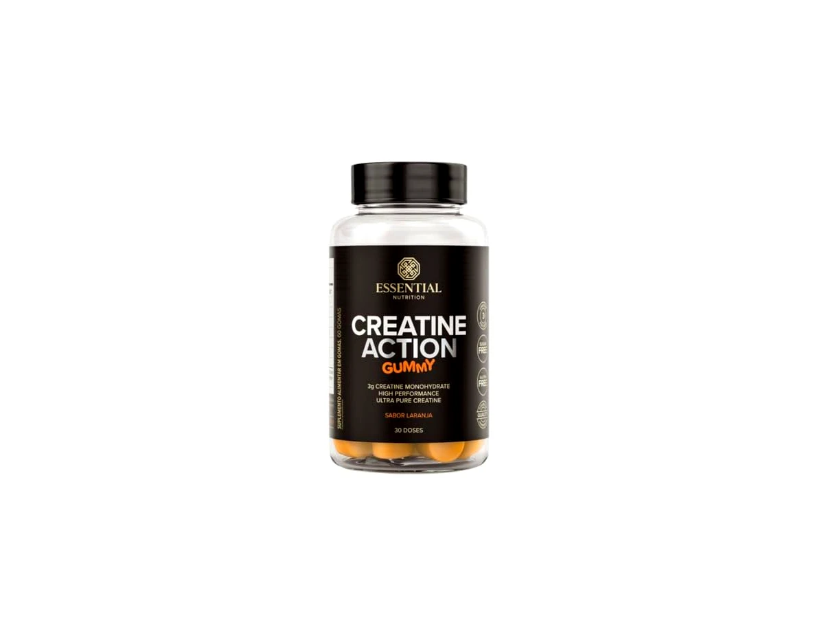 Revisão Creatine Action Gummy Sabor Laranja 60 Gomas - Essential Nutrition: pureza clean label para quem não abre mão de ingredientes naturais