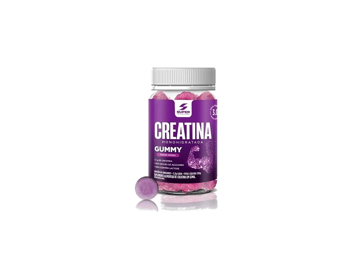 Revisão Super Gummy Creatina Sabor Amora 60 Gomas - Desinchá: a melhor textura do mercado cobra seu preço no rendimento
