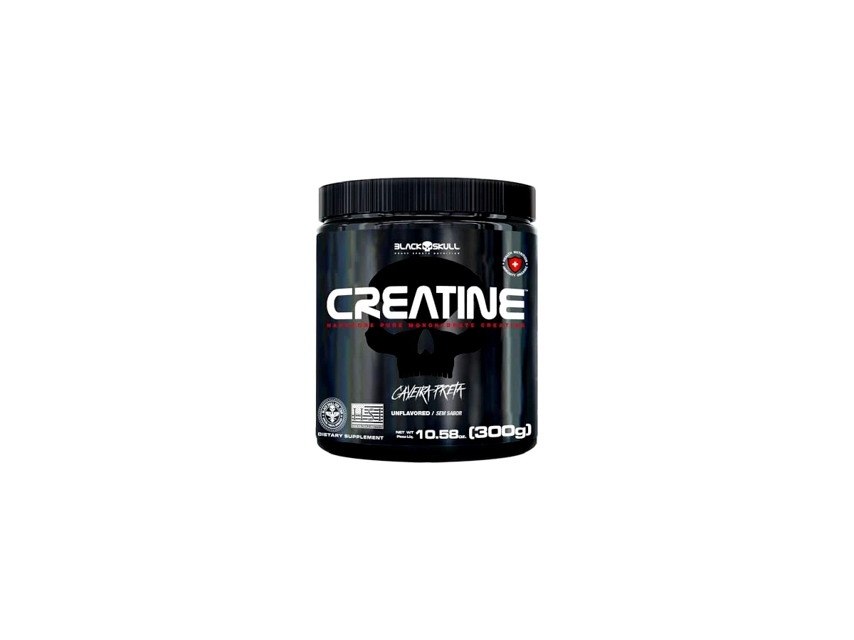 Revisão Creatina 100% Pura Caveira Preta Black Skull Pote (300g): Fórmula limpa em meio a rótulos confusos