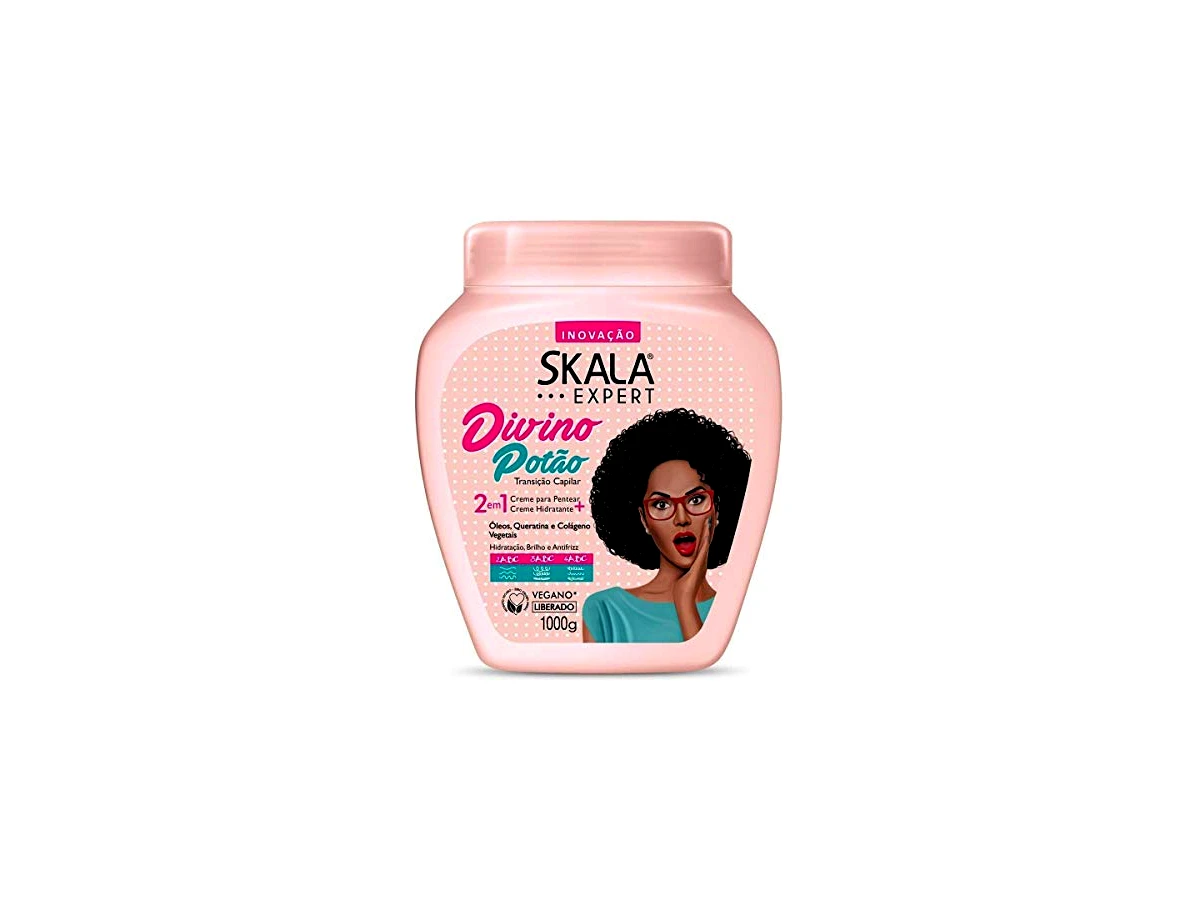 Revisão Skala Expert Divino Potão Creme de Tratamento 2 em 1 1000g: reconstrução leve sob medida para a transição capilar
