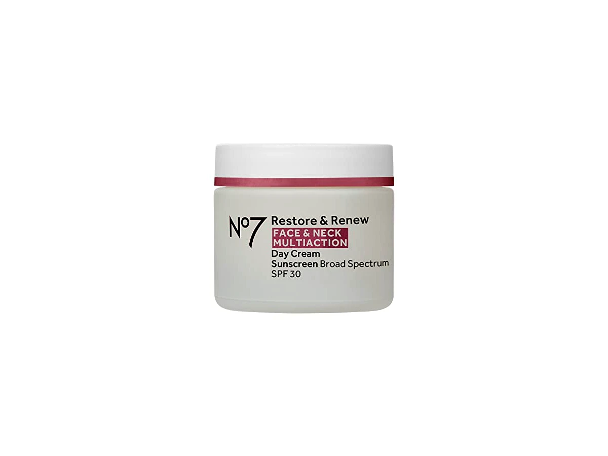 Revisão No7 Restore & Renew Multi Action Face & Neck SPF 30 Day Cream: praticidade diurna antissinais com absorção invisível