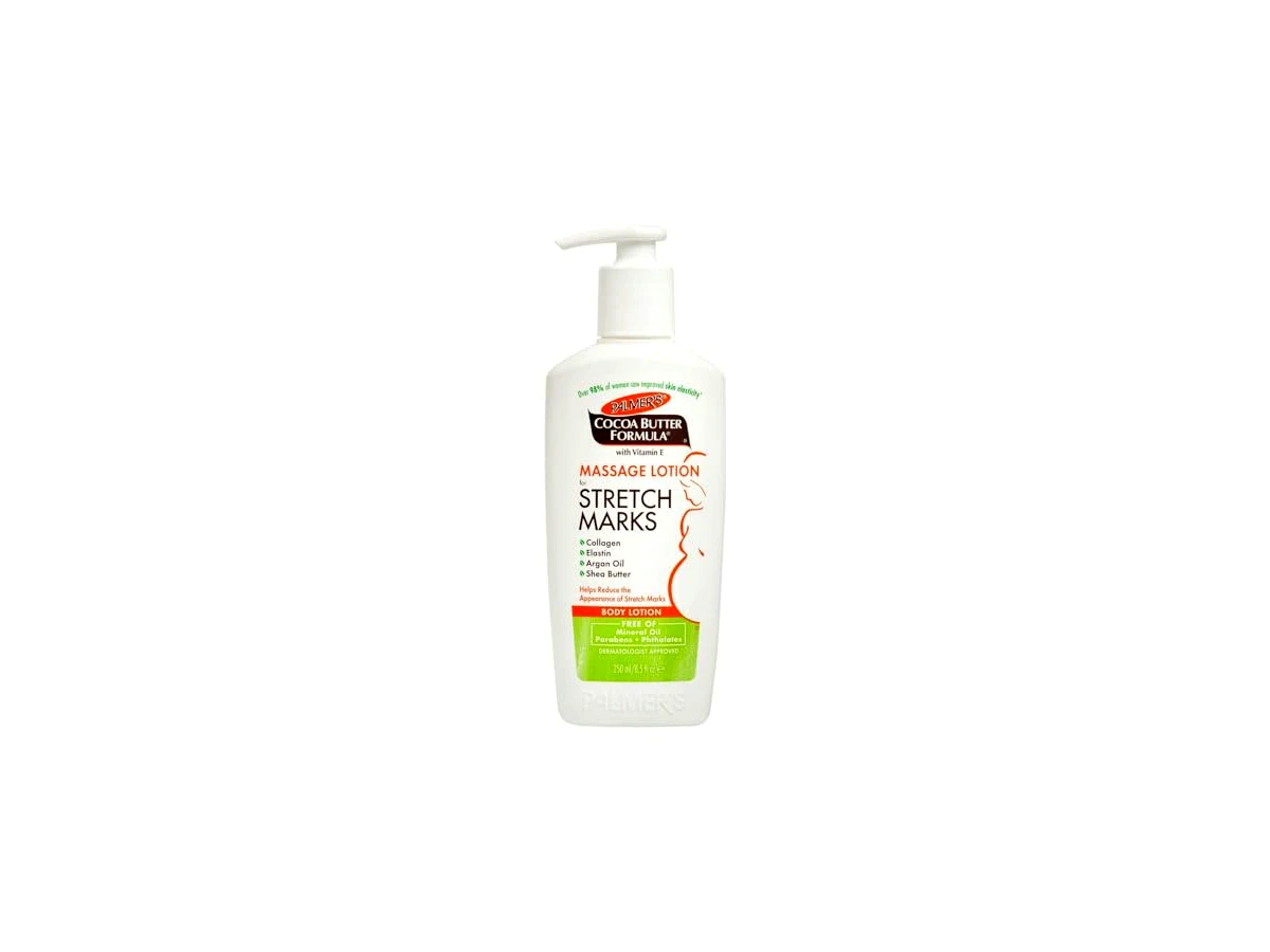 Revisão Loção de Massagem Palmer's Cocoa Butter Formula For Stretch Marks (250ml): alto rendimento para o corpo, mas atenção ao aroma doce