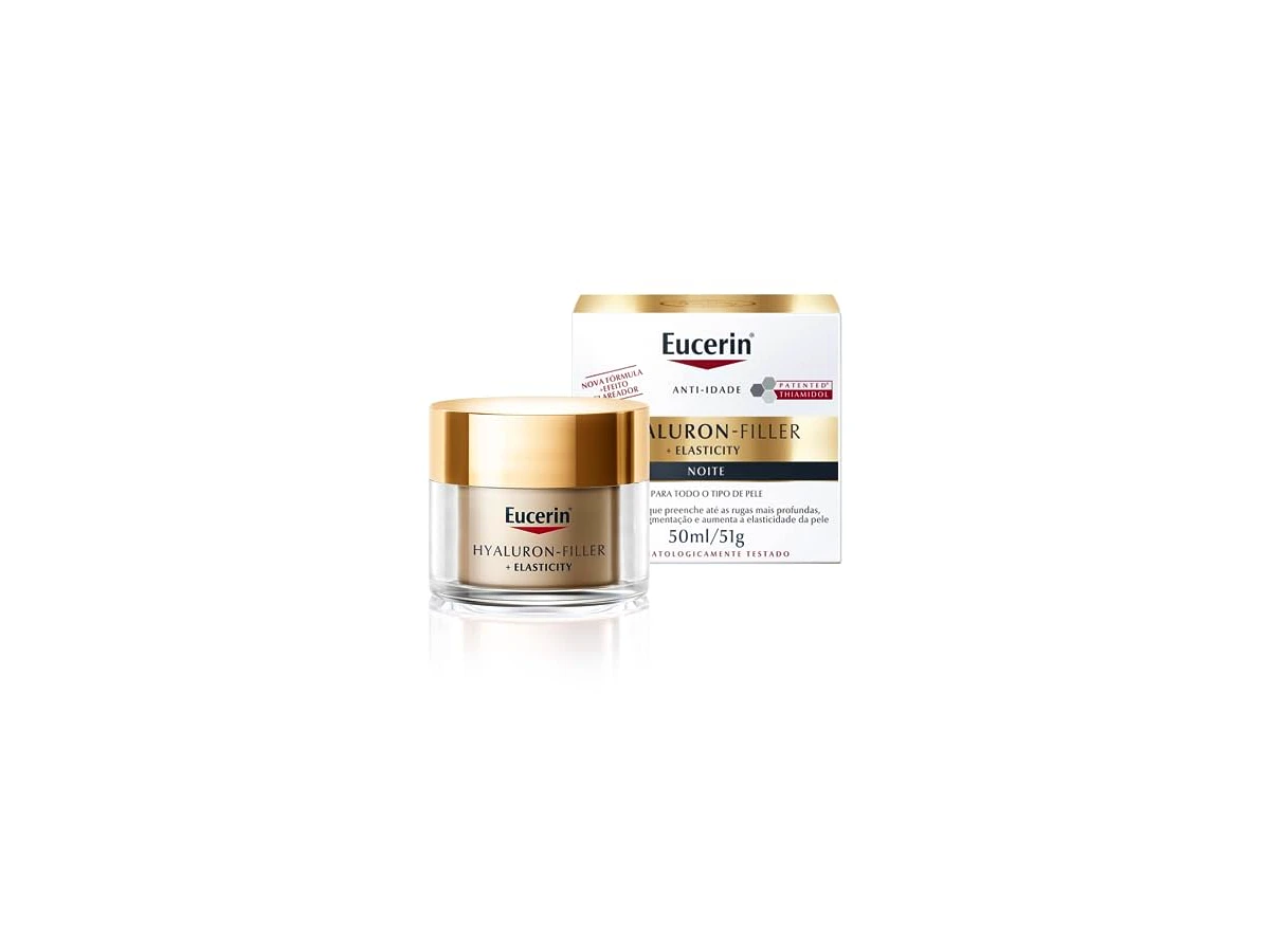 Revisão Eucerin Hyaluron-Filler + Elasticity Creme Noturno Antirrugas e Redensificador: nutrição intensiva para peles maduras