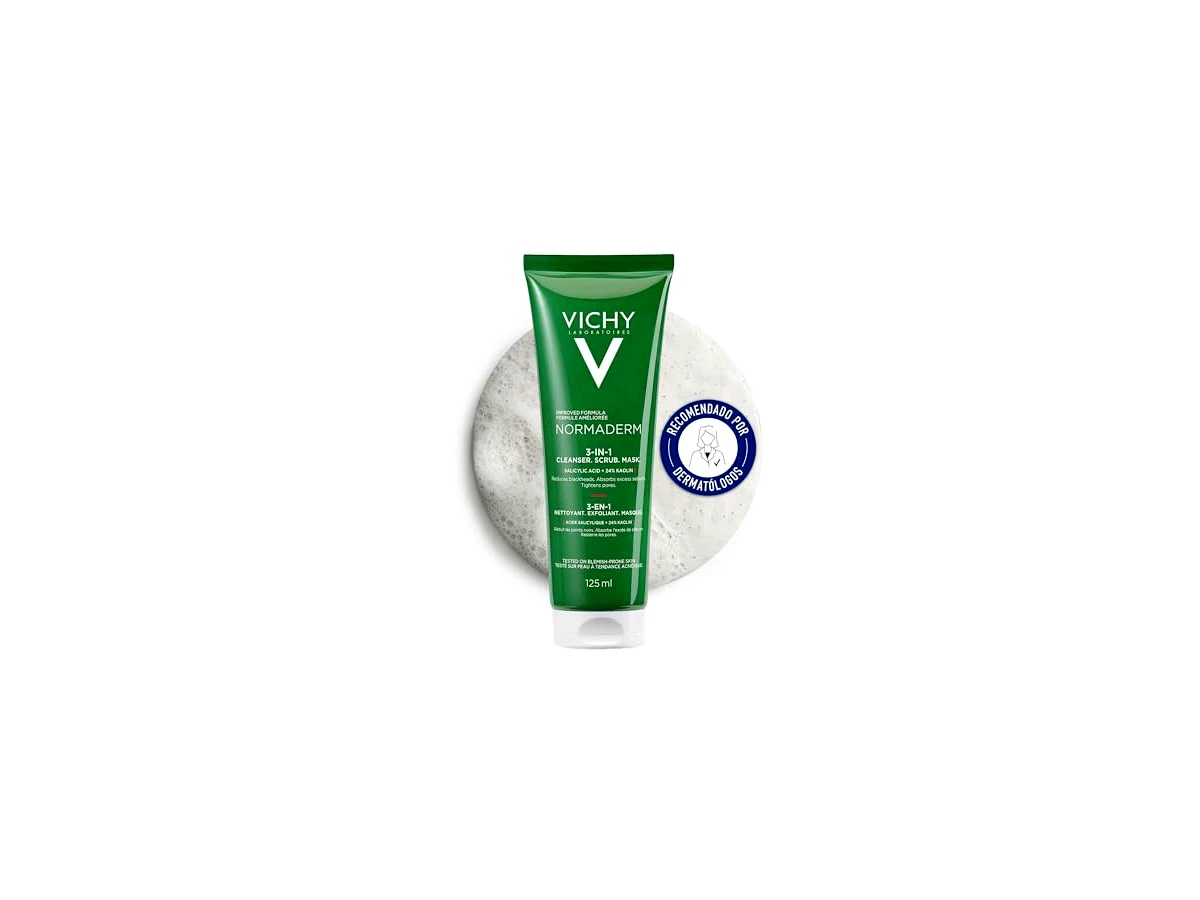 Revisão Máscara Esfoliante Facial Vichy Normaderm 3 em 1 Limpeza Intensiva com Argila e Ácido Salicílico: versatilidade intensiva para peles oleosas