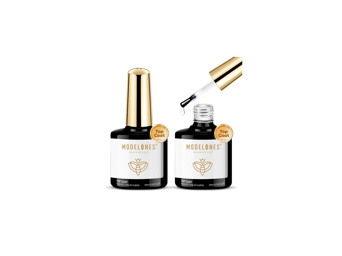 Revisão Modelones Gel Top Coat, 2Pcs 10ml Acabamento Brilhante Transparente Sem Arranhão Top Coat Esmalte em Gel: o melhor custo por ml na finalização em cabine