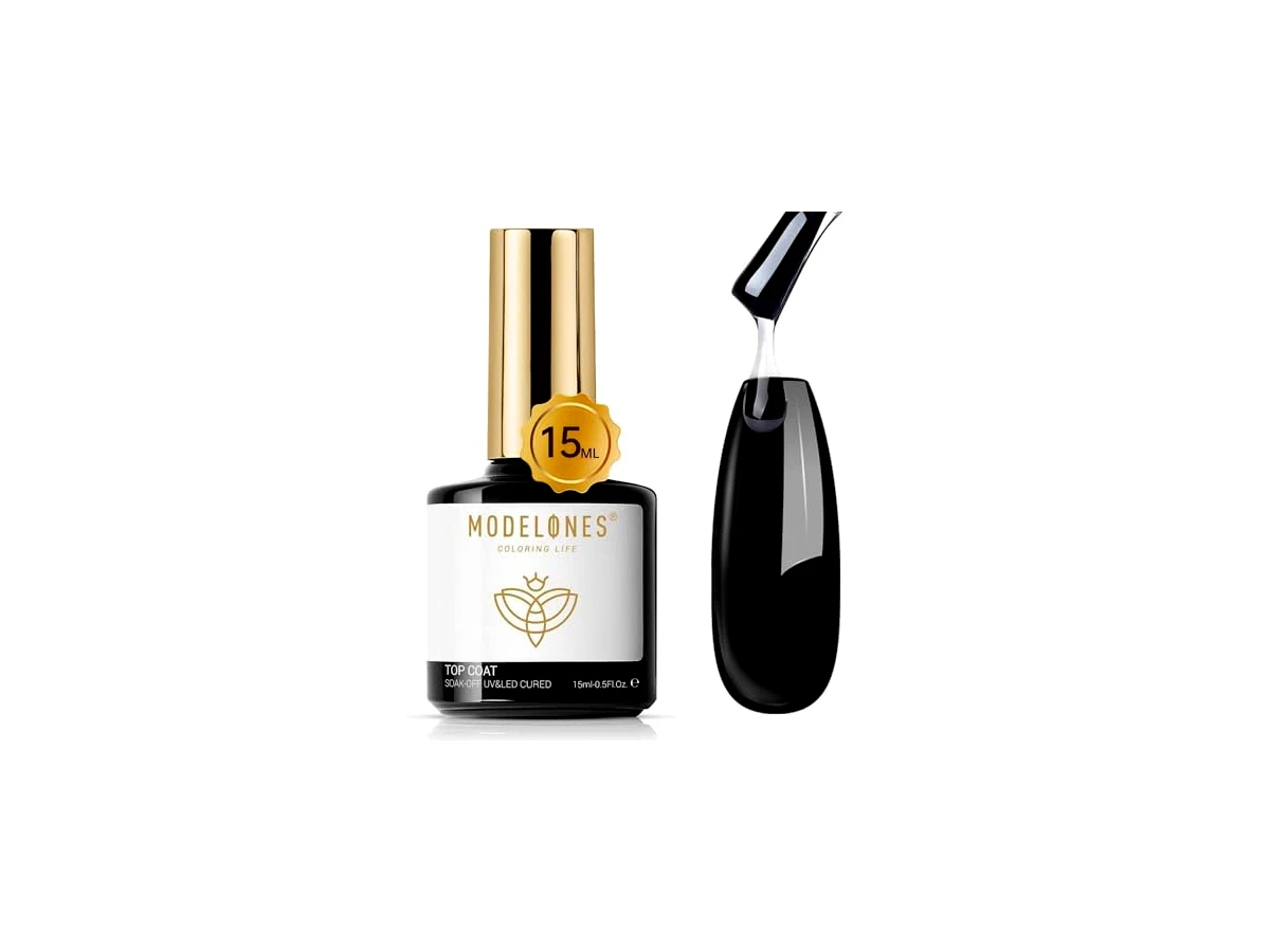 Revisão modelones Gel Top Coat, esmalte em gel de 15ml sem necessidade de limpeza, acabamento brilhante e transparente de longa duração para unhas de acrílico: O selante prático e durável para quem já usa cabine UV