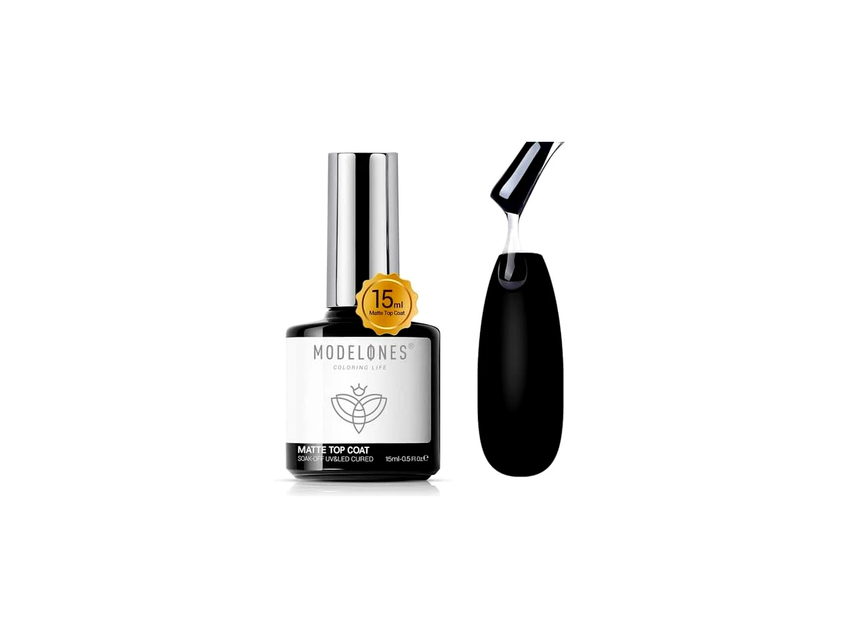 Revisão modelones Matte Gel Nail Polish Top Coat, 15ml No Wipe Top Coat Summer Gel Nail Polish Soak Off Matte Finish: unhas aveludadas por semanas sem precisar limpar a goma