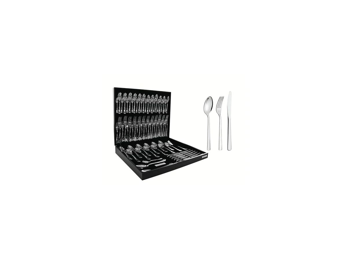 Revisão Faqueiro Tramontina Pacific em Aço Inox com Facas para Churrasco Acabamento Brilho e Estojo de Madeira MDF 76 Peças (Ref: 66961/014): Sofisticação e peso sob medida para a mesa posta