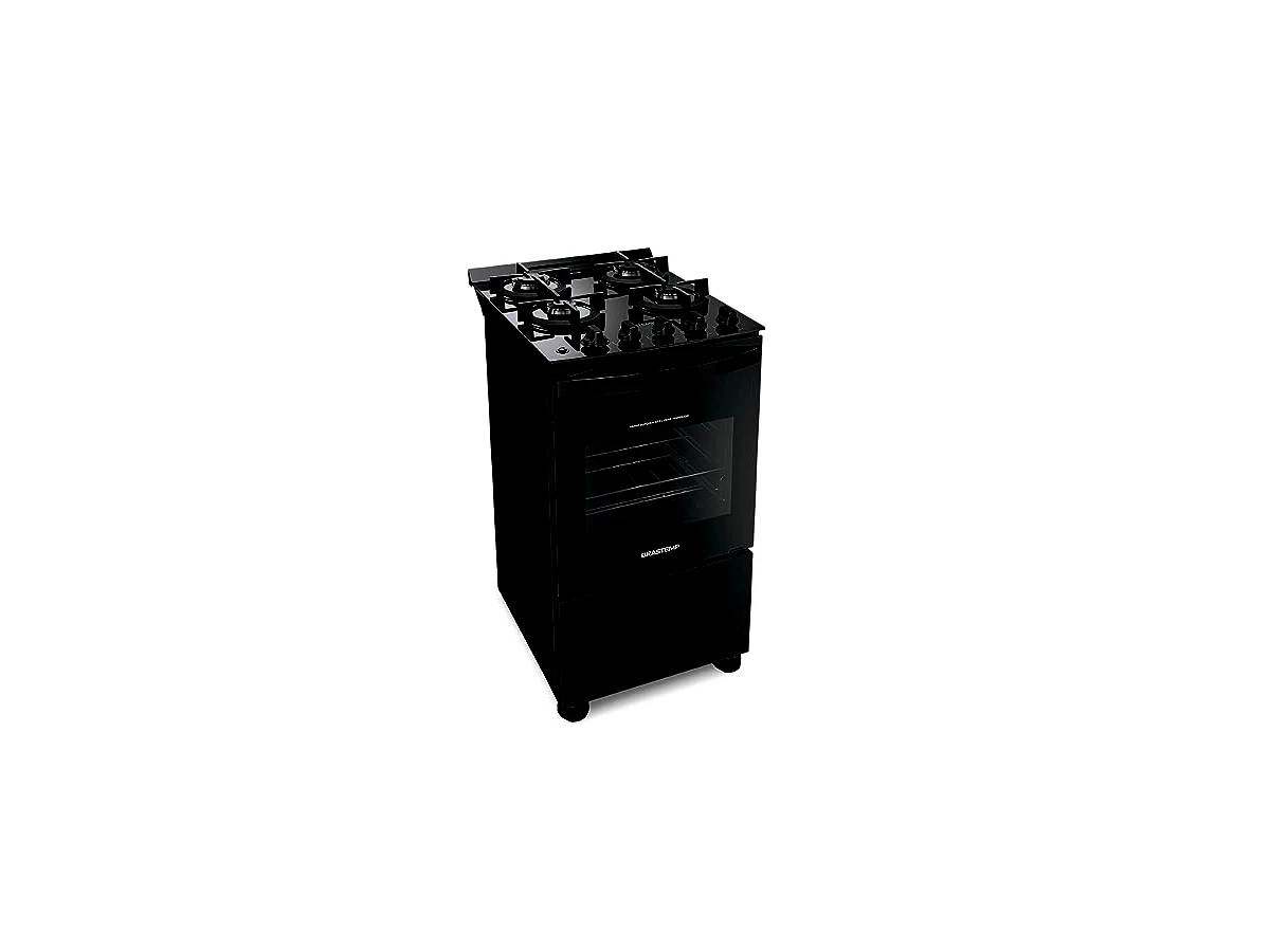 Revisão Fogão de Piso Brastemp 4 Bocas com mesa de vidro e grades duplas de ferro fundido Preto - BFO4VAE - Bivolt: design de cooktop com estabilidade superior para o dia a dia