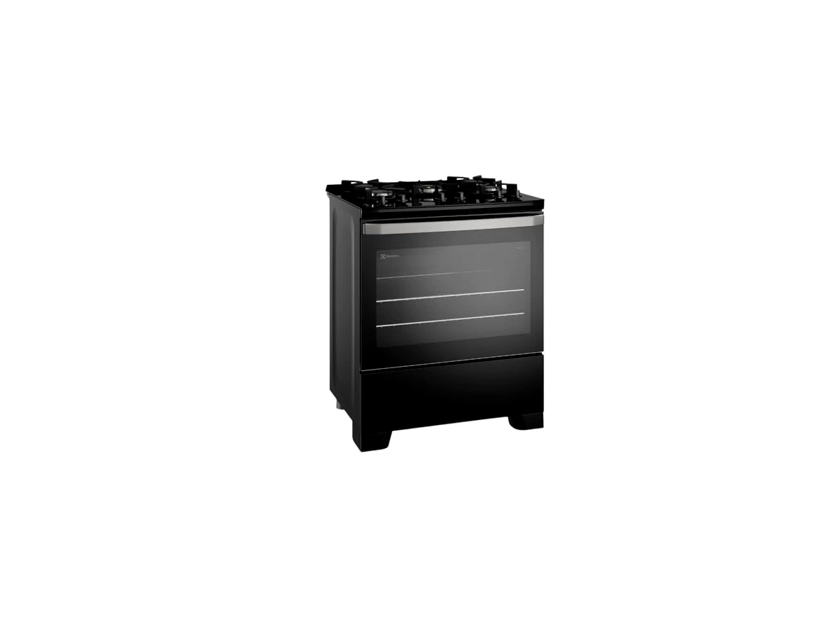 Revisão Fogão de Piso 5 Bocas à Gás Electrolux FE5GB Efficient com Mesa de Vidro Preto Bivolt: espaço colossal e vapor para assados perfeitos