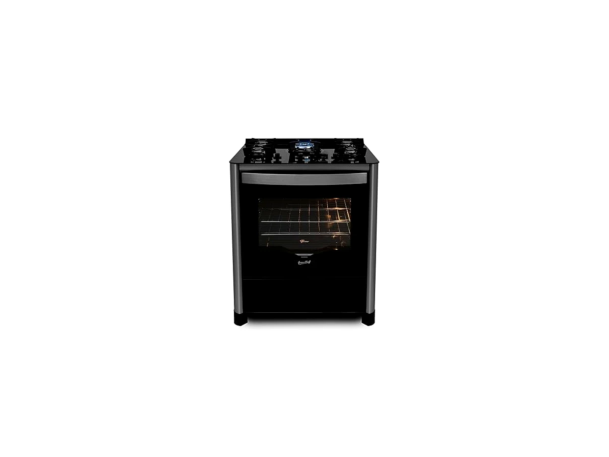 Revisão Fogão de Piso 5 Bocas Fischer Gran Cheff com Grill e Mesa de Vidro (Modelo 26997-59775): Espaço e potência para quem cozinha muito
