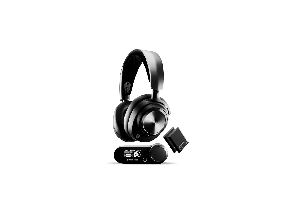 SteelSeries Fone de ouvido Arctis Nova Pro sem fio multisistema para jogos – Drivers Hi-Fi premium – Cancelamento ativo de ruído – Sistema Infinity Power – Microfone retrátil oculto – PC, PS5/PS4,
