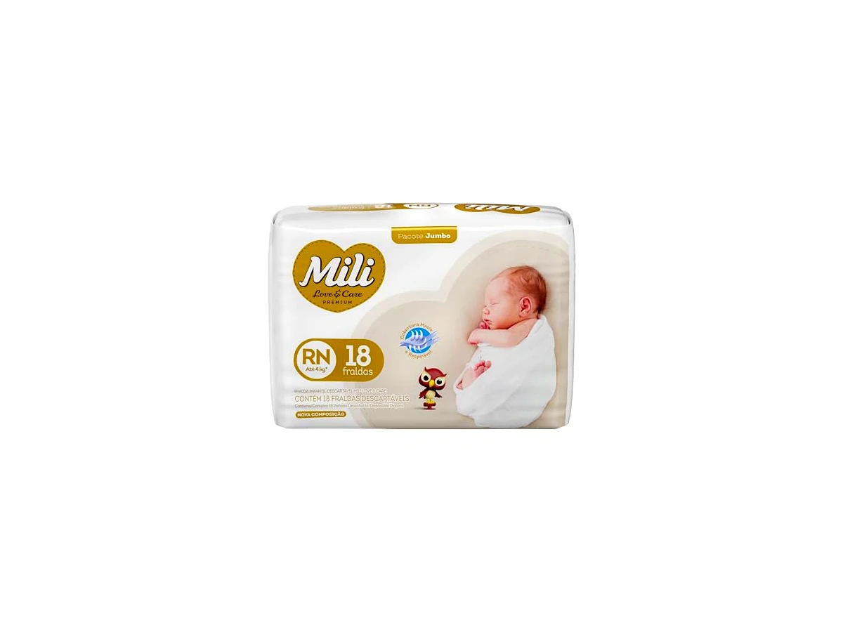 Fralda Mili Love & Care Recém-Nascido RN 18 Unidades