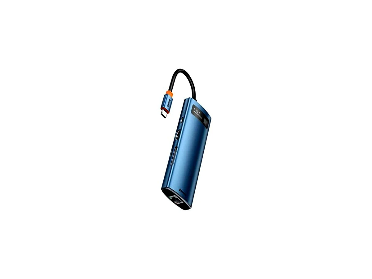 Revisão HUB Multifuncional Baseus Metal Gleam 8n1 Azul (USB-C para HDMI*1+USB3.0*3+PD*1+RJ45*1+SD/TF*1): a solução barata para escritórios básicos