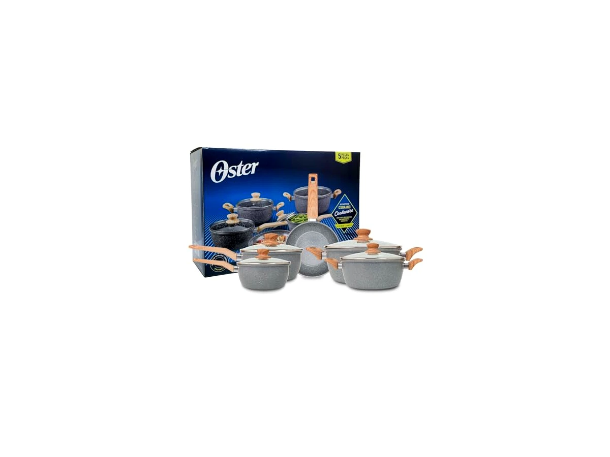 Revisão Jogo de Panelas Oster Marble Edition em Alumínio com Revestimento Cerâmico 5 Peças Cinza (Ref: OPAN100-GRY): a escolha definitiva para retenção térmica superior