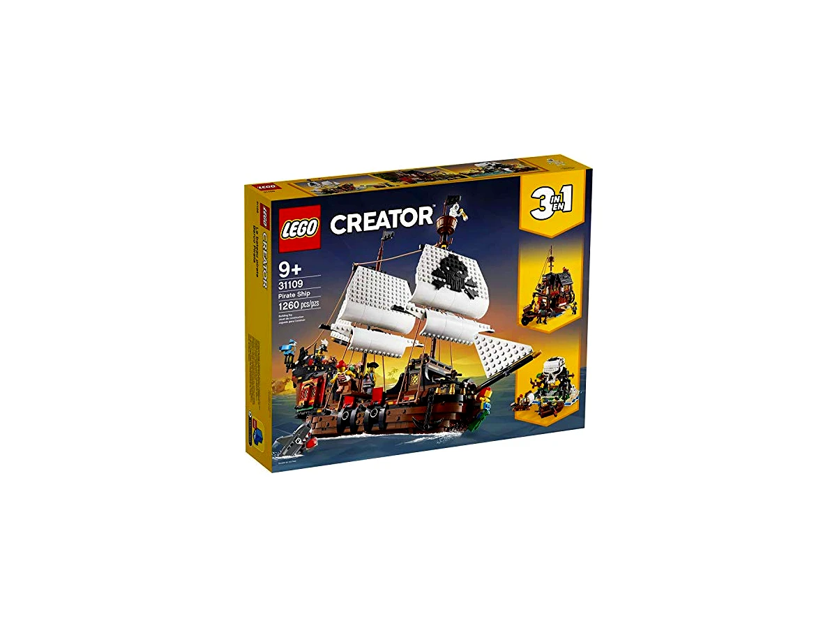 LEGO Creator 3 em 1 Navio Pirata, Estalagem Pirata e Ilha da Caveira com Mini Figuras (Modelo 31109)