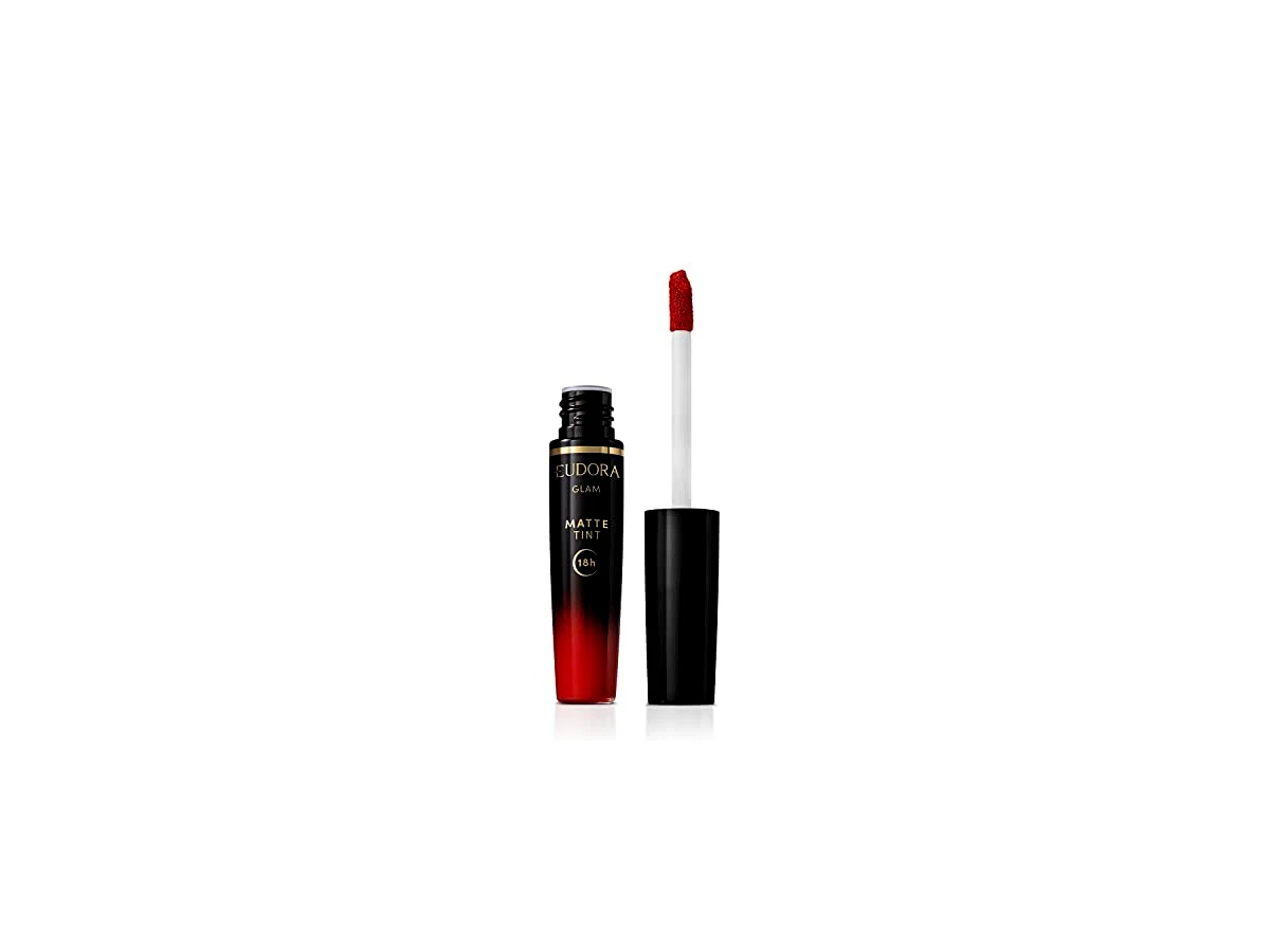 Revisão Batom Líquido Eudora Glam Aqua Tint - Cor Vermelho Radiante 4ml: cor vibrante e ultra resistência para rotinas agitadas