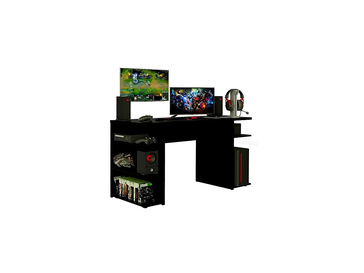 Revisão Mesa Escrivaninha Gamer com 4 Nichos B24 - Preto/Verde: A melhor versatilidade para quartos pequenos, mas com limites estritos de peso