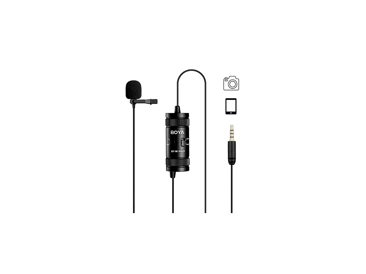 Revisão BOYA Microfone de lapela by-M1 Pro II com cancelamento de ruído omnidirecional com porta de monitoramento para criação de conteúdo de transmissão de entrevistas no YouTube Tiktok: excelente custo-benefício para estúdios caseiros