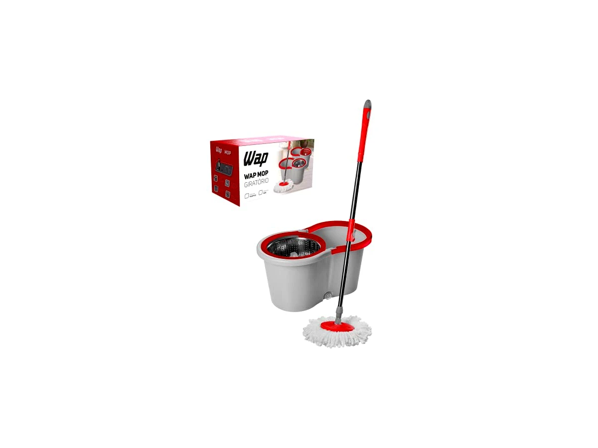 Revisão Mop Giratório WAP Cesto Inox 14 Litros com Dispenser FW005953: robustez e praticidade intermediária com dreno salva-costas