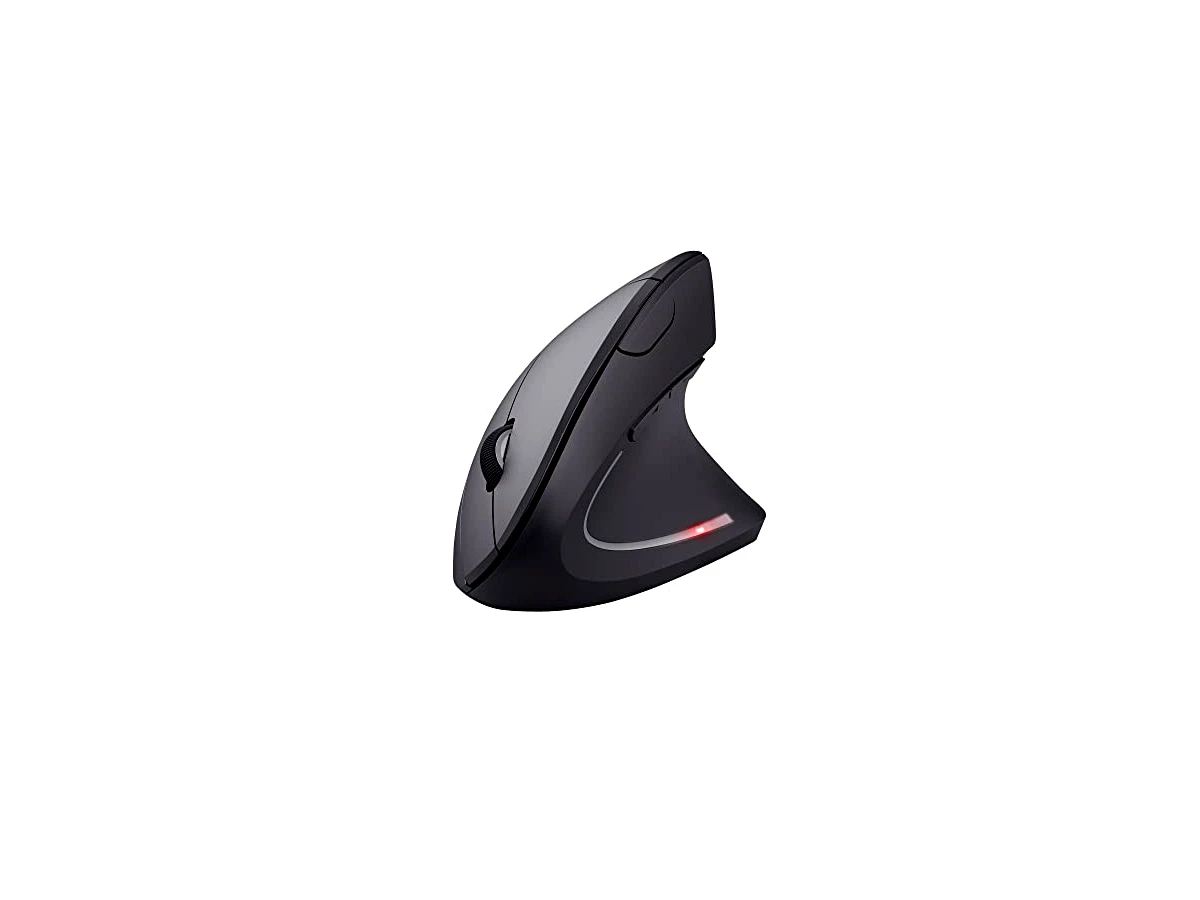 Trust Mouse ergonômico sem fio Verto para PC e laptop, iluminado, 800 – 1600 DPI, 6 botões, usuários destros, Vermelho