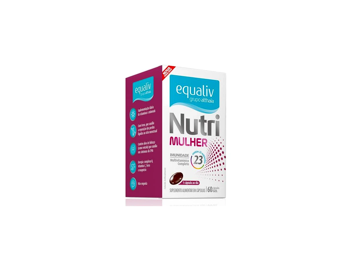 Revisão EQUALIV Nutri Mulher Multivitamínico (60 Cápsulas Gel): suporte hormonal e nutricosmético com digestão leve