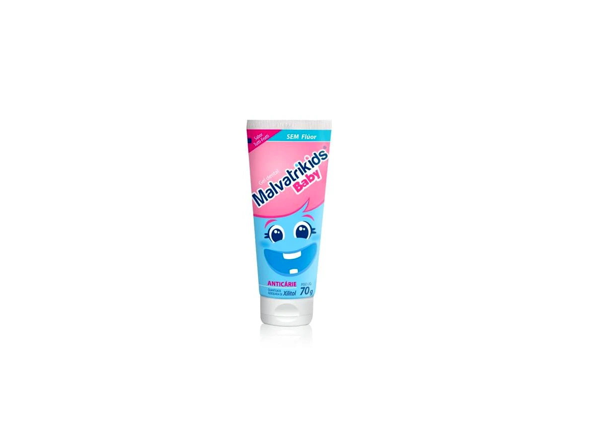 Gel Dental Infantil Malvatrikids Baby Sabor Morango Sem Flúor 70g
