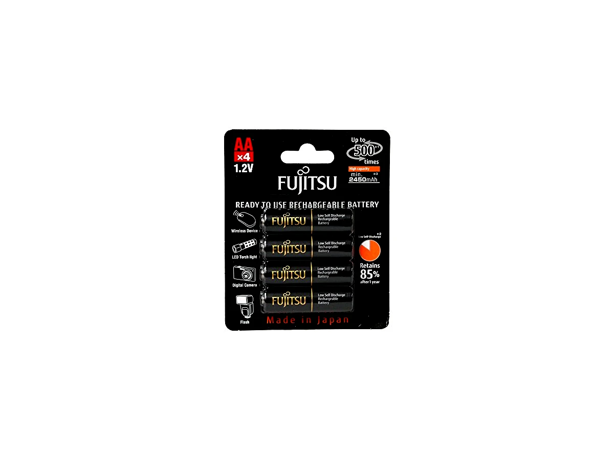 Revisão 4 Pilhas AA Recarregáveis 500x da Fujitsu Premium (= Eneloop Pro) com 2550 mAh: A escolha inteligente e idêntica à líder do mercado para uso profissional