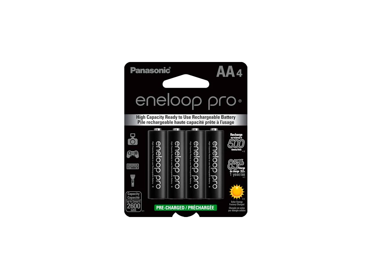 Revisão 4 Pilhas AA Recarregáveis da Eneloop Pro 2550 mAh: Energia robusta e picos de corrente para profissionais