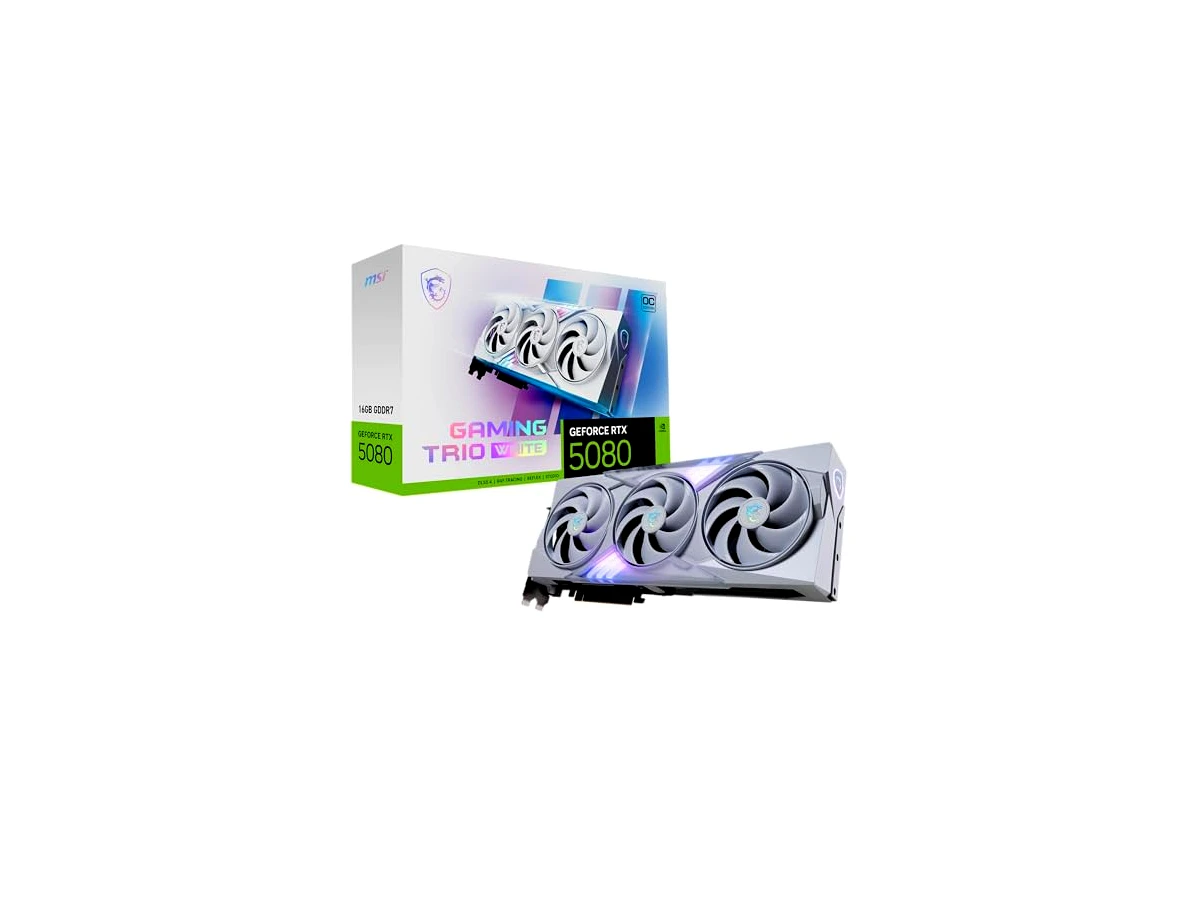 Revisão MSI Placa gráfica Gaming RTX 5080 16G Gaming Trio OC branca (16GB GDDR7, 256-bit, Extreme Clock TBD MHz, DisplayPort x 3 2.1a, HDMI 2.1b, NVIDIA Blackwell Architecture): O ápice do desempenho para setups brancos