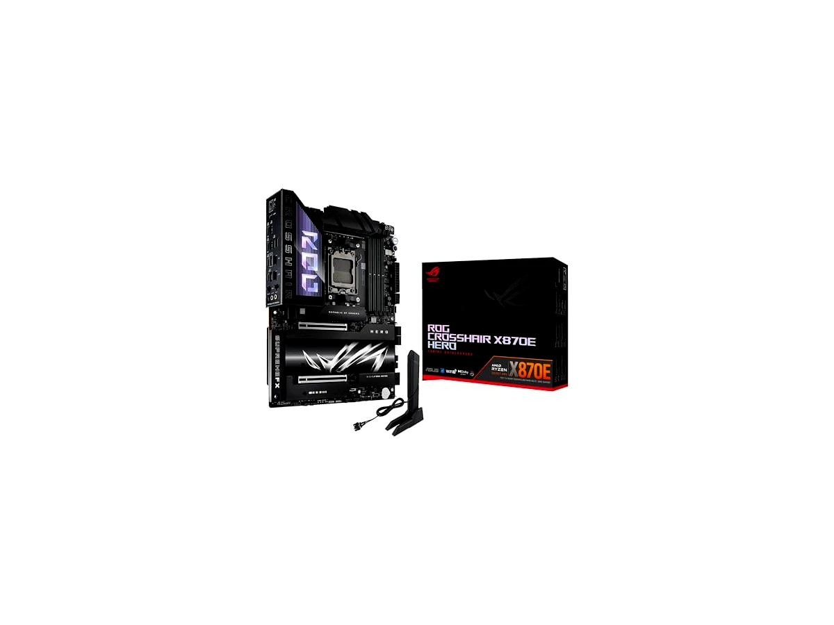 ASUS ROG CROSSHAIR X870E HERO - Placa-mãe AMD X870, Suporte Ryzen 7000, 4 Slots de Memória DDR6X, 192GB, ATX