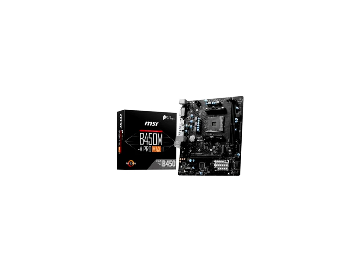 Revisão MSI Placa-mãe B450M-A PRO MAX II ProSeries (mATX, suporta processadores AMD 5000/4000/3000/2000/1000 Series AM4, M.2, SATA 6G, USB 3.2 Gen 1, DDR4, HDMI/DVI, LAN de 2,5 Gbps): cuidado com o preço inflado em um modelo de entrada