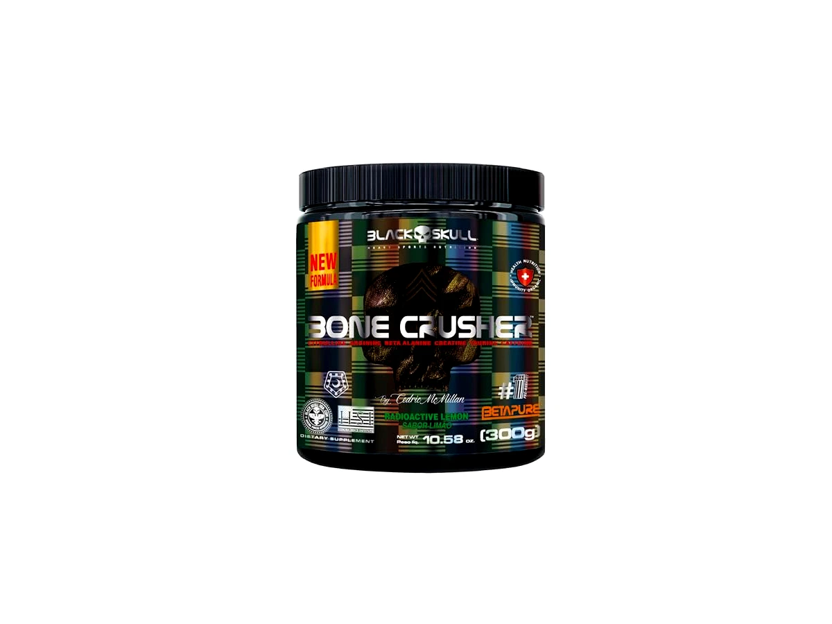 Revisão Pré-Treino Bone Crusher 300g Sabor Radioactive Lemon - Black Skull: estímulo rápido e direto ao ponto para quem quer economizar