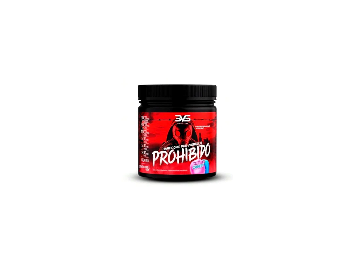 Revisão Pré-Treino Prohibido Hardcore 360g Sabor Algodão Doce - 3VS Nutrition: foco imbatível e pump celular agressivo