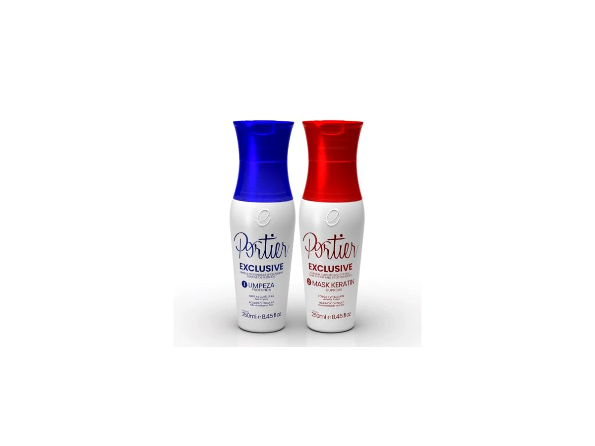 Revisão Portier Exclusive Escova Progressiva Kit (Shampoo Anti-resíduos 1L + Máscara Redutora de Volume 1L): liso duradouro e alto rendimento profissional