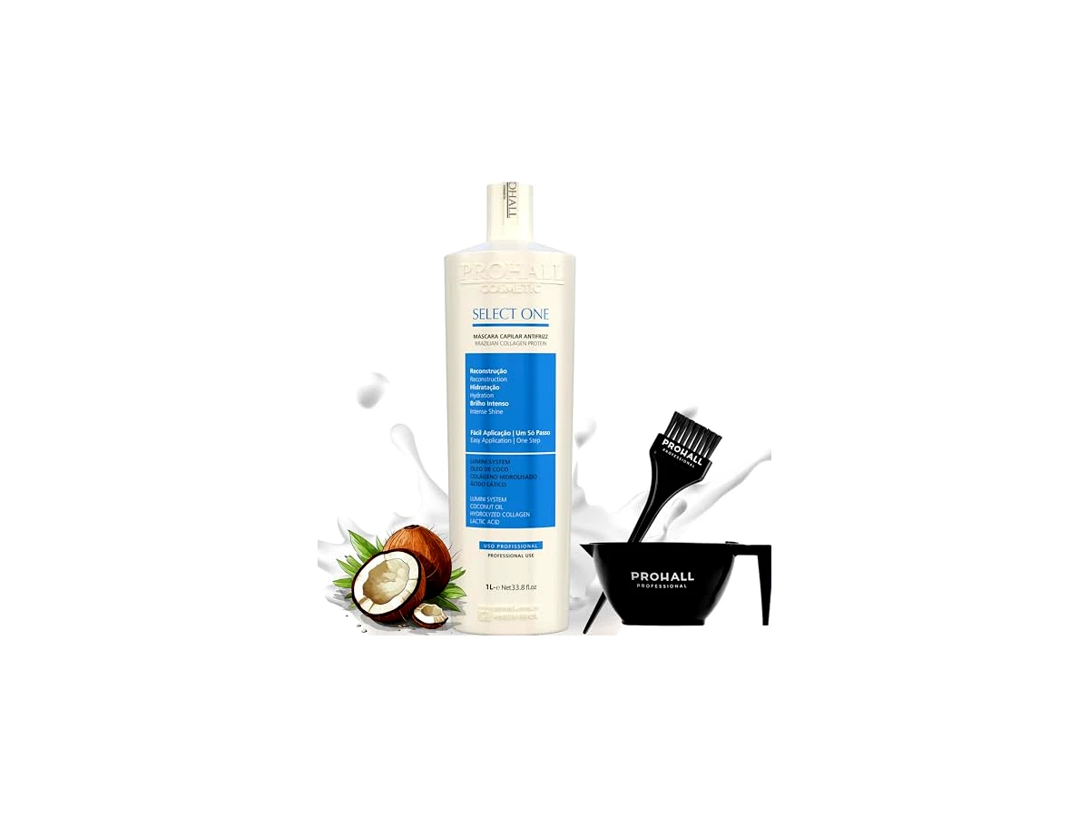 Revisão Prohall Cosmetic Select One Tratamento Realinhamento Capilar Passo Único Sem Formol 1 Litro: alisamento premium com brilho espelhado e zero incômodo